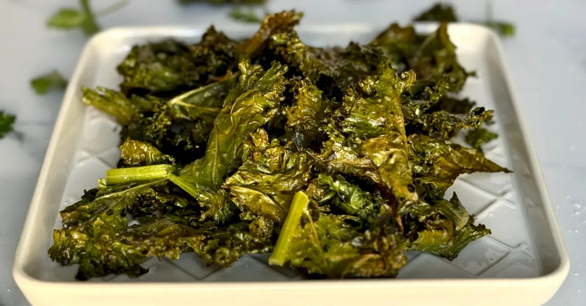 Recipes For Kids - Crispy Kale Chips On Plate