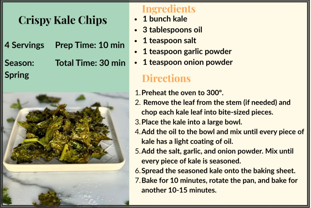Recipes-For-Kids - Crispy Kale Chips kids Recipe Card